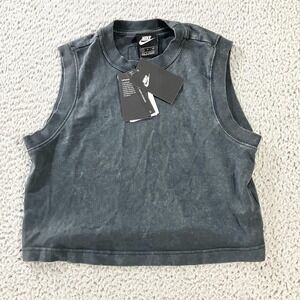 Nike Crop‎ Tank Top Womens Small Black CZ9852-010 Just Do It Patch Muscle Shirt